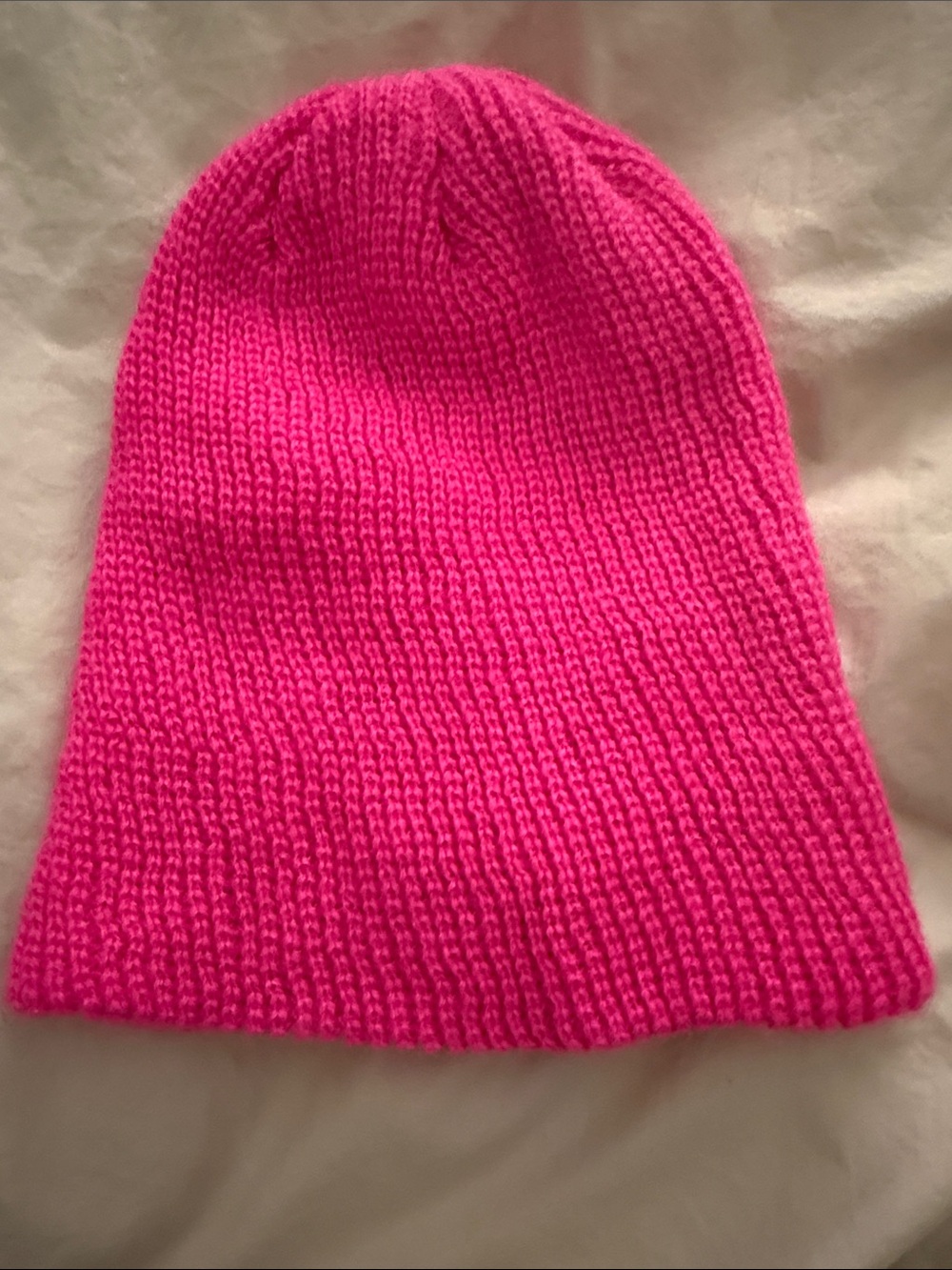 Neon Pink Knit Beanie Hat